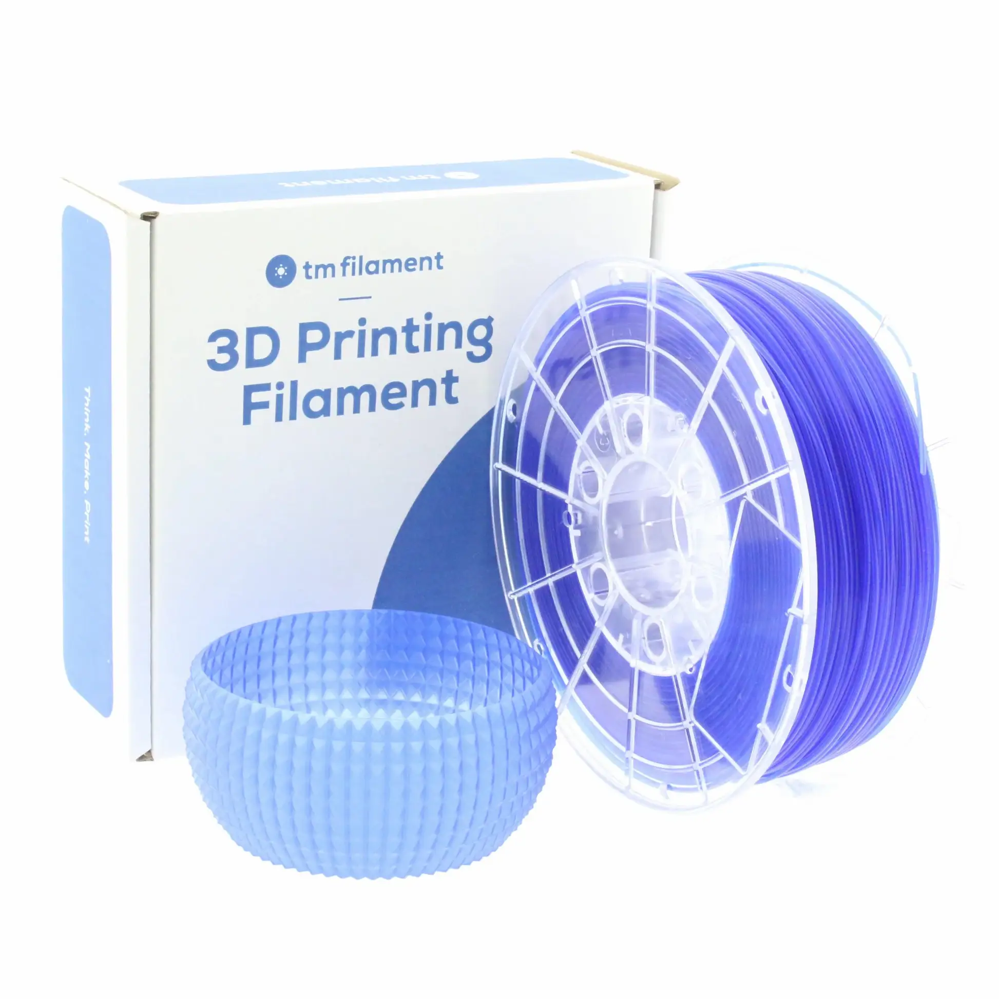 TMPremium-PLA TRANSPARENT BLUE (blauw) 1.75mm 1KG AANBIEDING! - Tm3dFilament